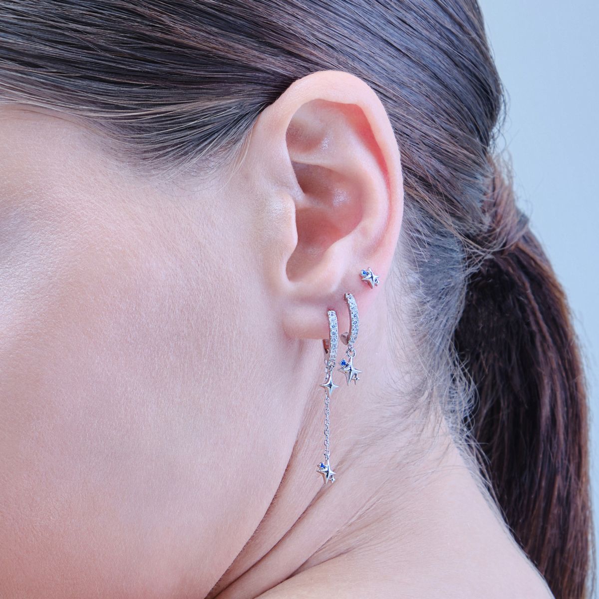 Bijou oreille Étoile, stud en argent massif, design minimaliste, piercing hélix, piercing cartilage tendance. Hypoallergénique. Les Joyaux d'Auré