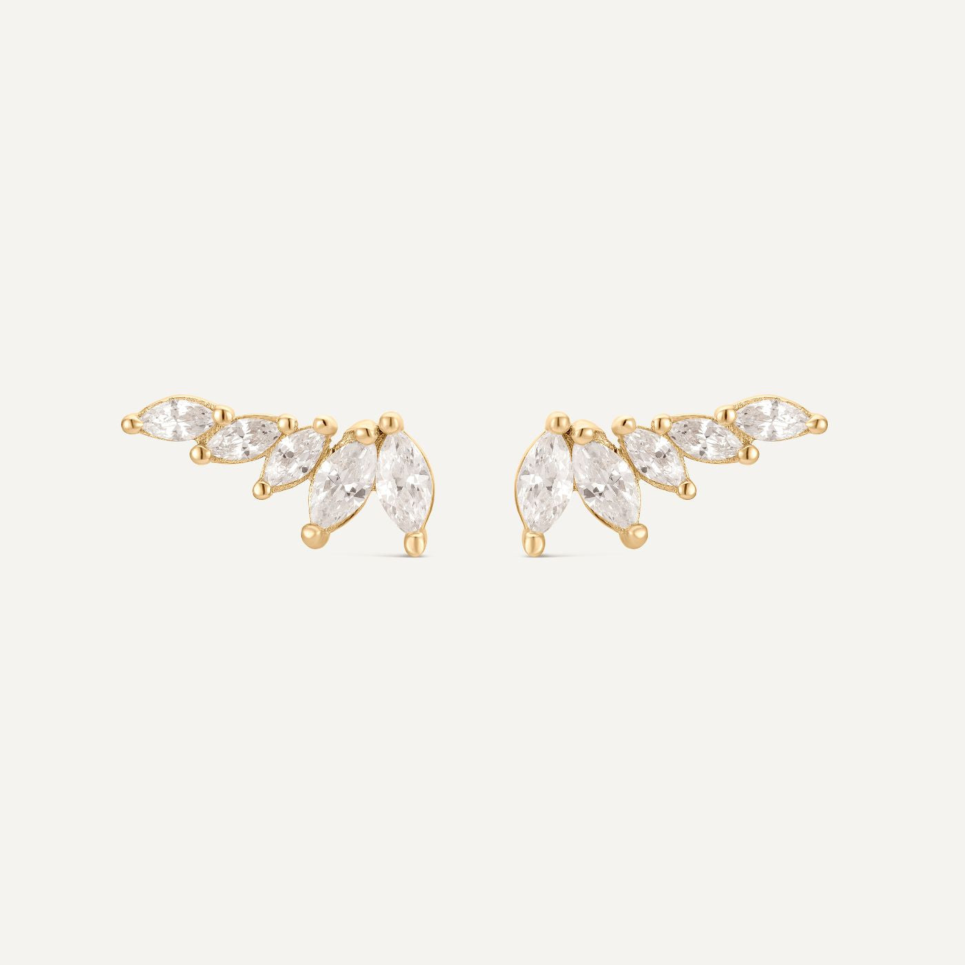Boucle d'oreille grimpante or et pierres blanches