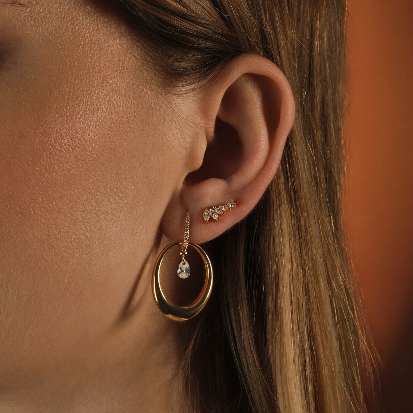 boucle d'oreille grimpante or