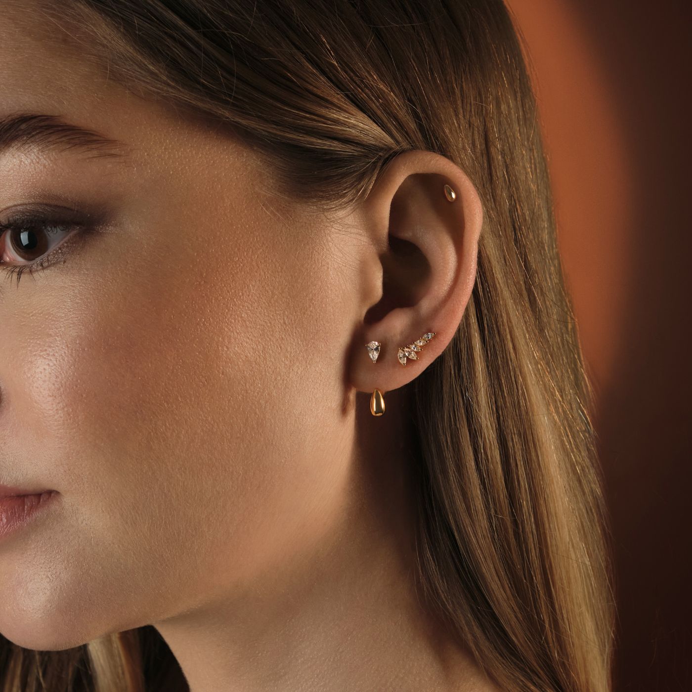 boucle d'oreille grimpante or