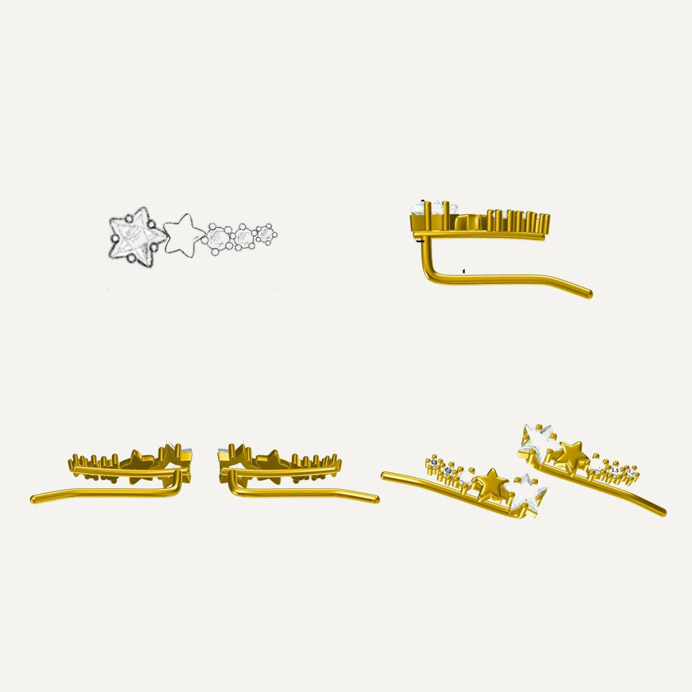 Boucle d'oreille grimpante étoile - Les Joyaux d'Auré