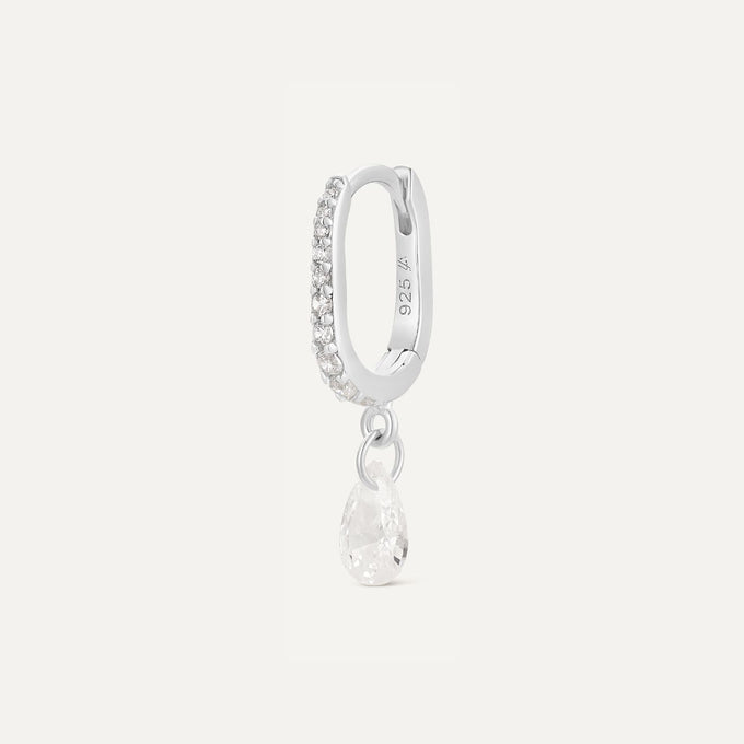 Créole argent. Boucle d'oreille argent et pierres blanches. Les Joyaux d'Auré