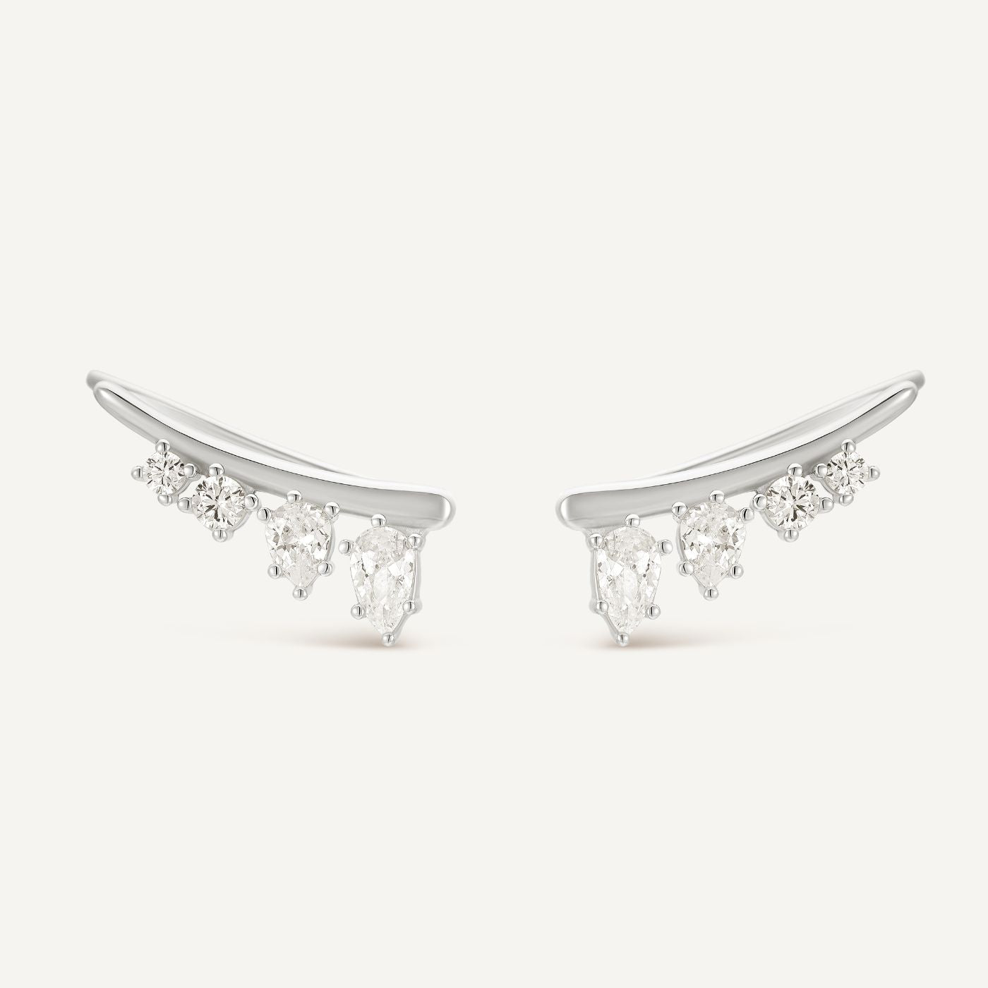 Boucles d'oreilles grimpantes Calypso - Argent pierres blanches