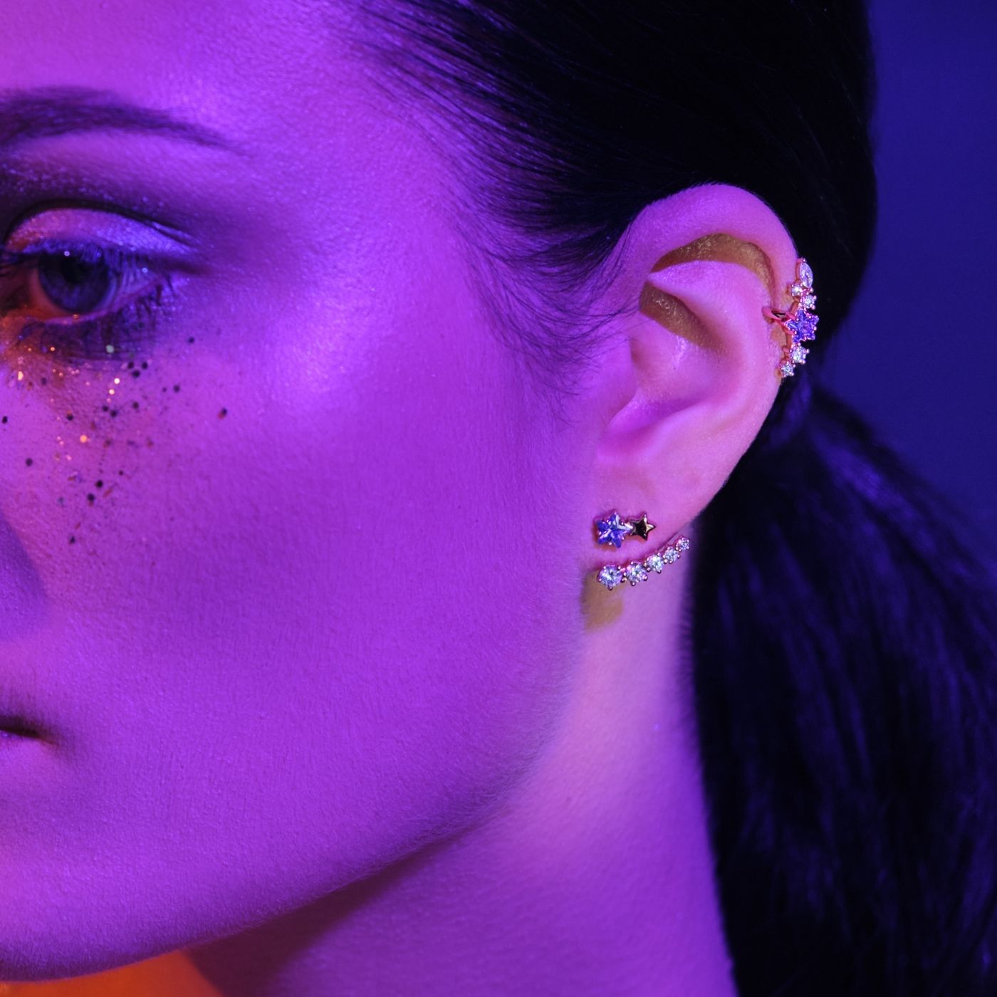 ear cuff étoile amethyste - Les Joyaux d'Auré