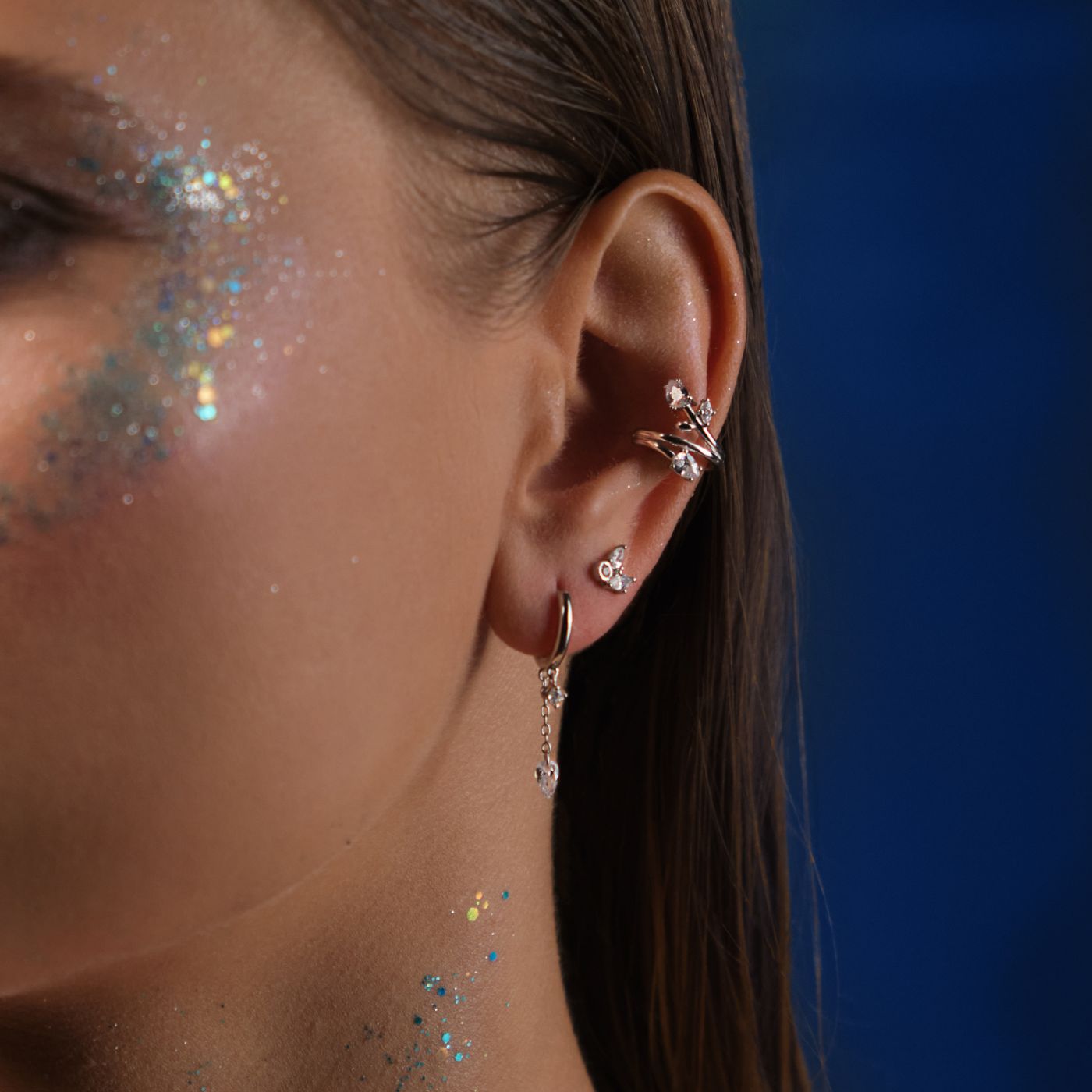 Ear cuff Nymphe - Pierres blanches