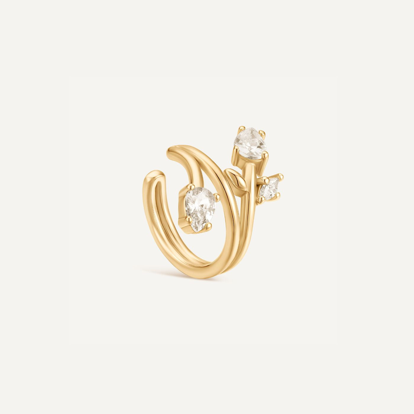 ear cuff or et pierres blanche