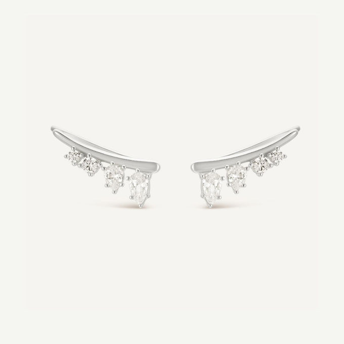 Ear climber Calypso – vita stenar Silver