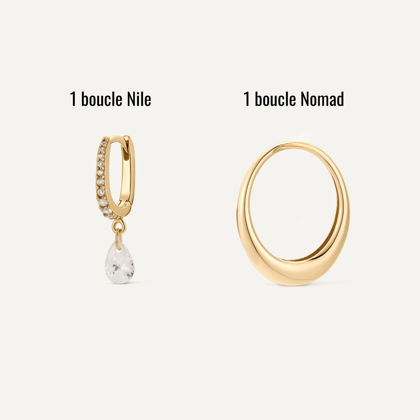 boucle d'oreille 2 en 1, anneau charm amovible et mini créole scintillante Les Joyaux d'Auré