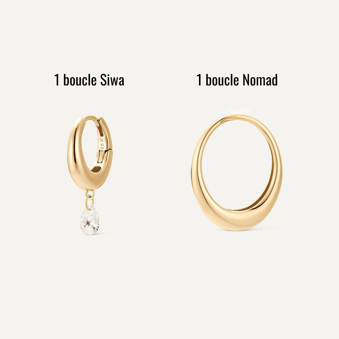 Boucle d'oreilles mini créole dorée et anneau charm bijoux or