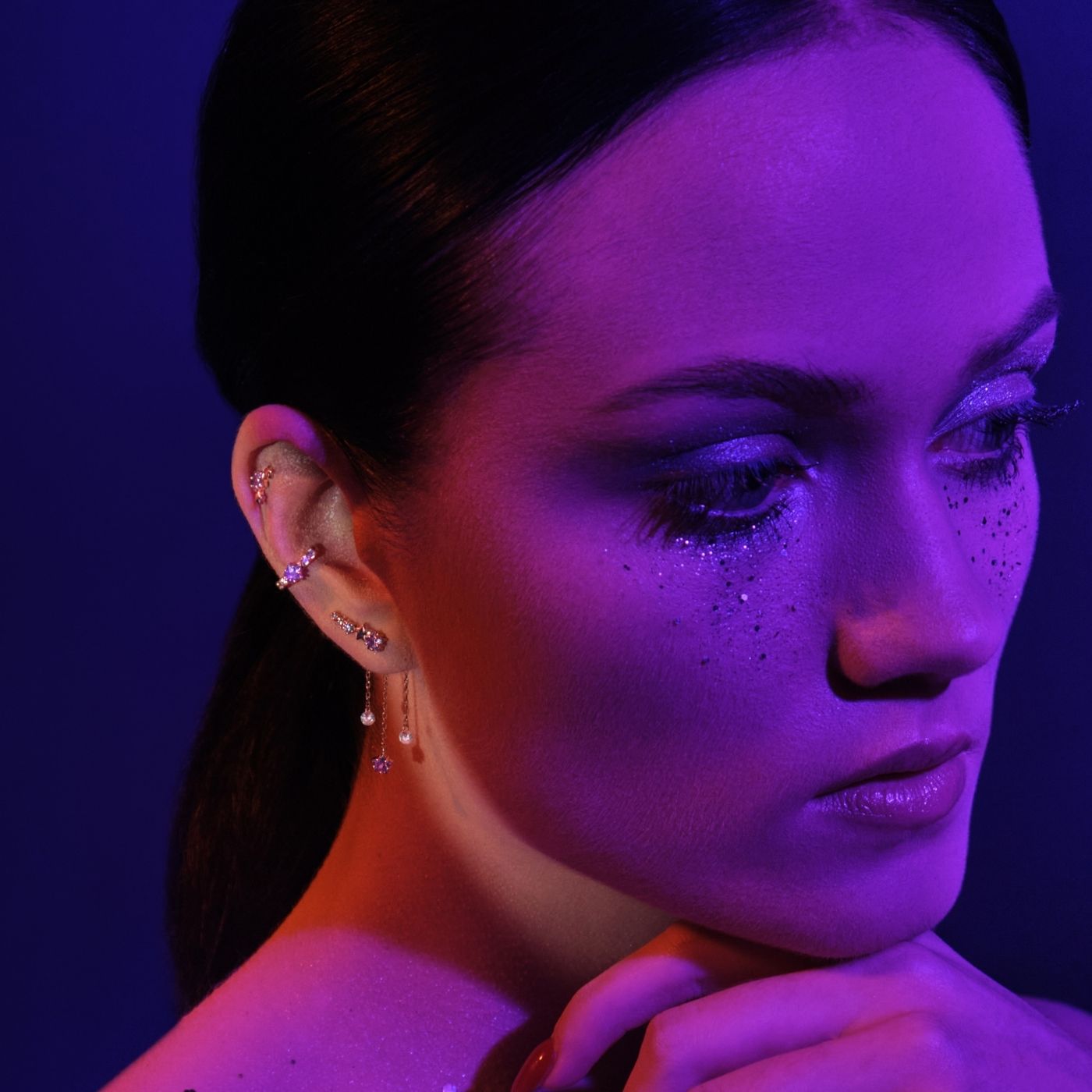 Boucle d'oreille grimpante étoile or rose - Les Joyaux d'Auré