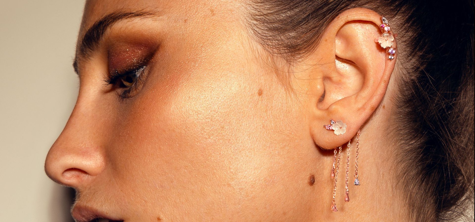 boucle d'oreille or rose