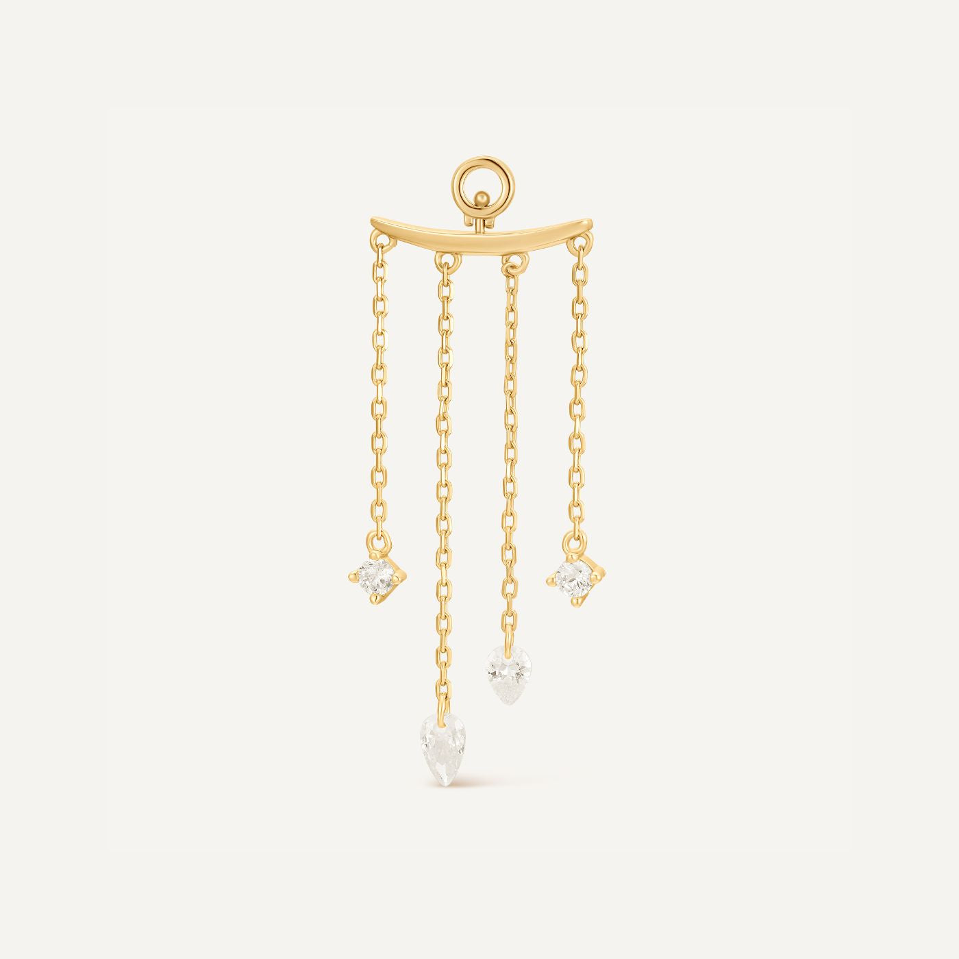 chams de boucles d'oreilles or. Pierres blanches