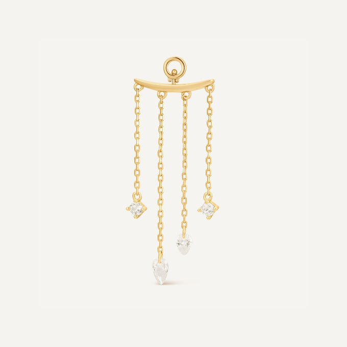 chams de boucles d'oreilles or. Pierres blanches
