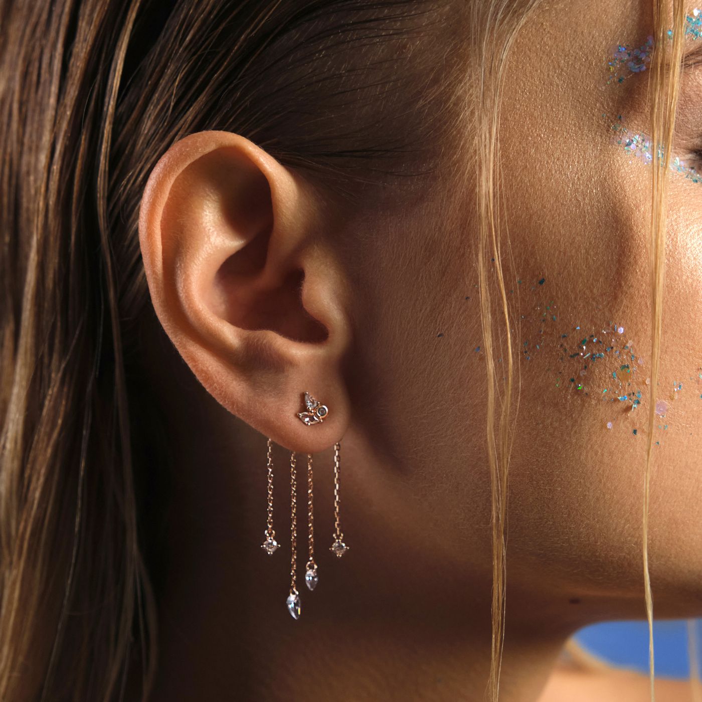 charm de boucles d'oreilles or rose. Charms boucles d'oreilles pendantes. Les joyaux d'Auré