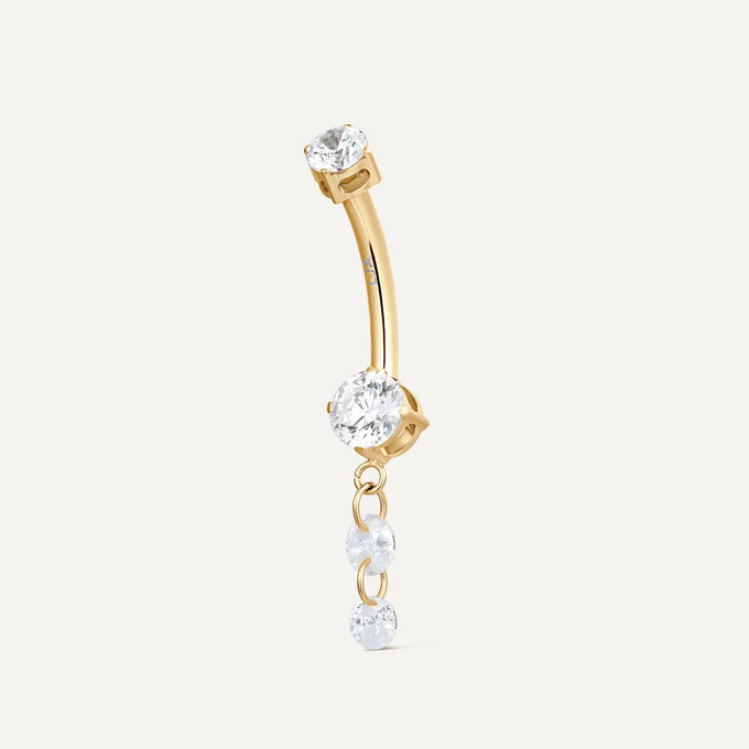 piercing nombril titane or et pierres