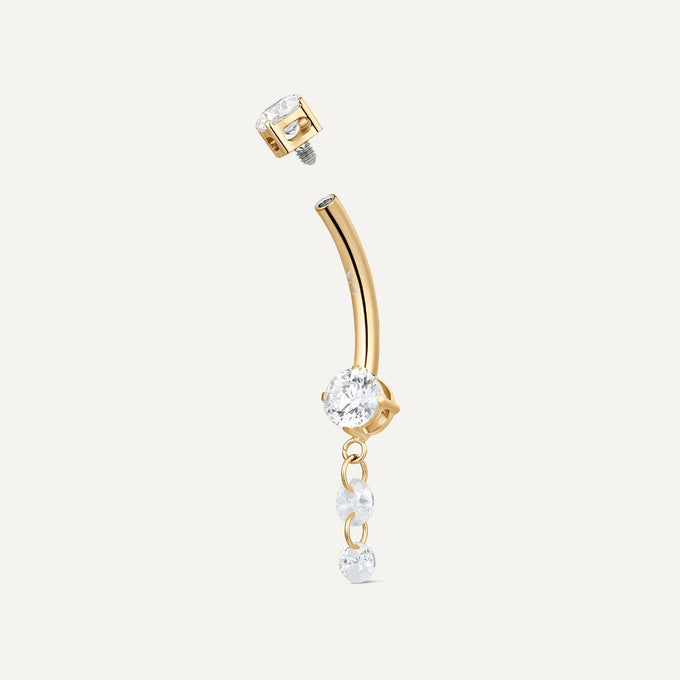 piercing nombril titane or et pierres