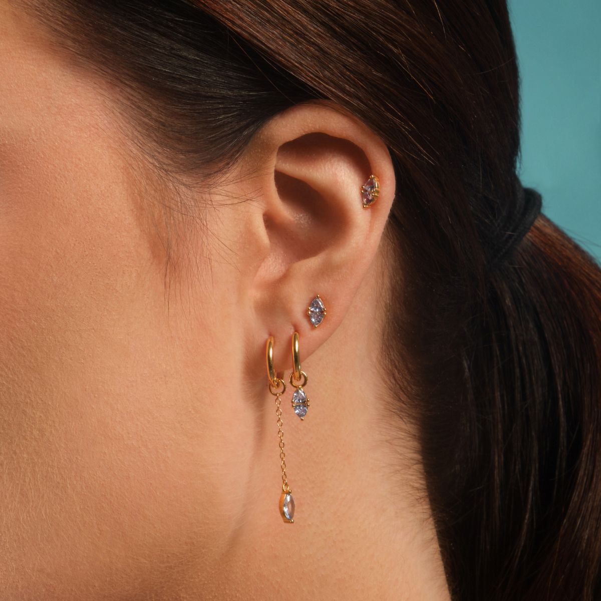 Puce Chiara - pierres Aquamarine