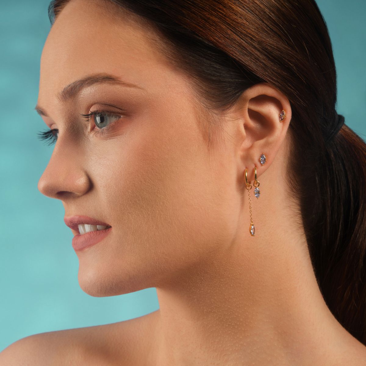 Puce Chiara - pierres Aquamarine