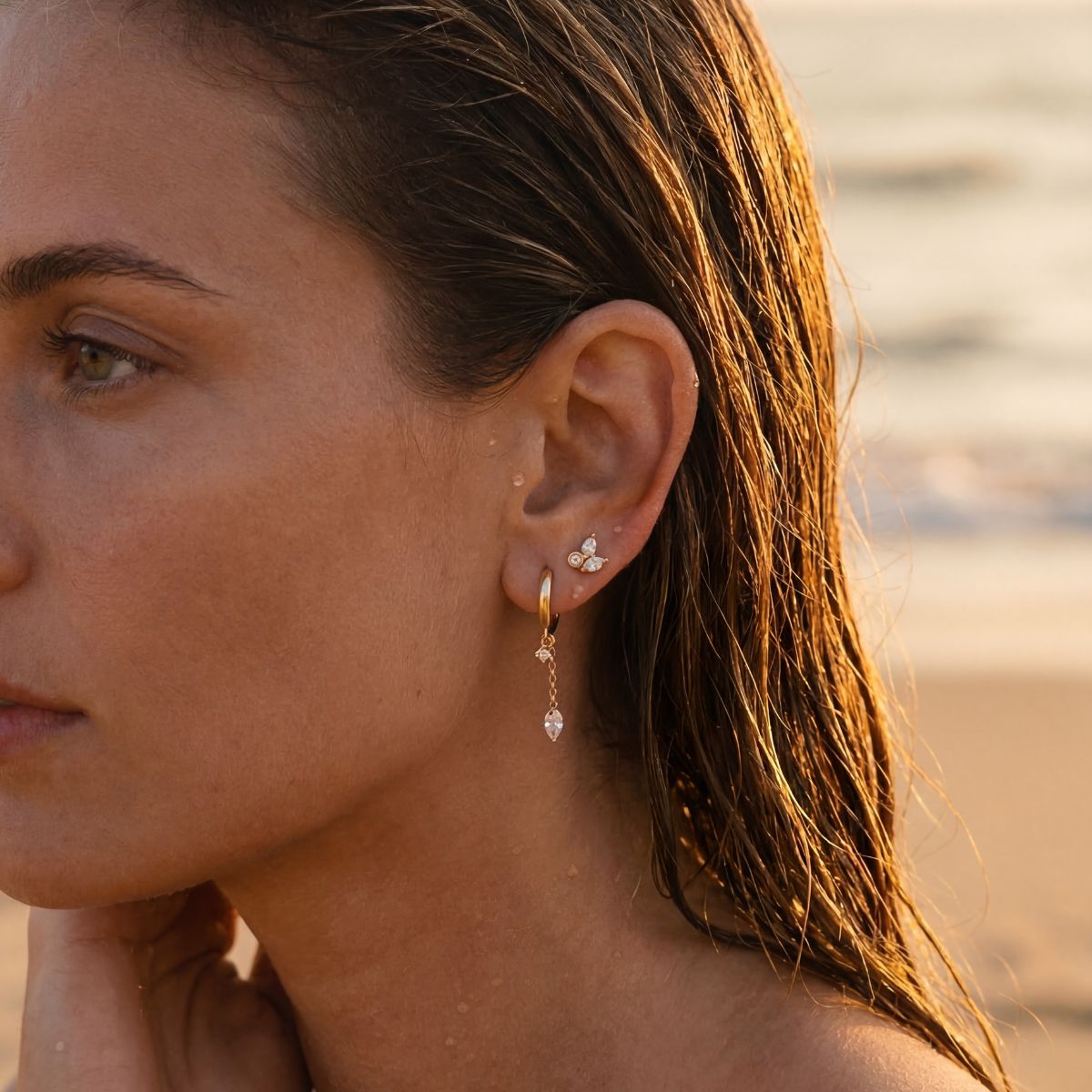 Oorknopje Nixie - witte stenen