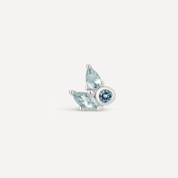 Puce d'oreille argent originale - goutte d'eau. Boucle d'oreille argent