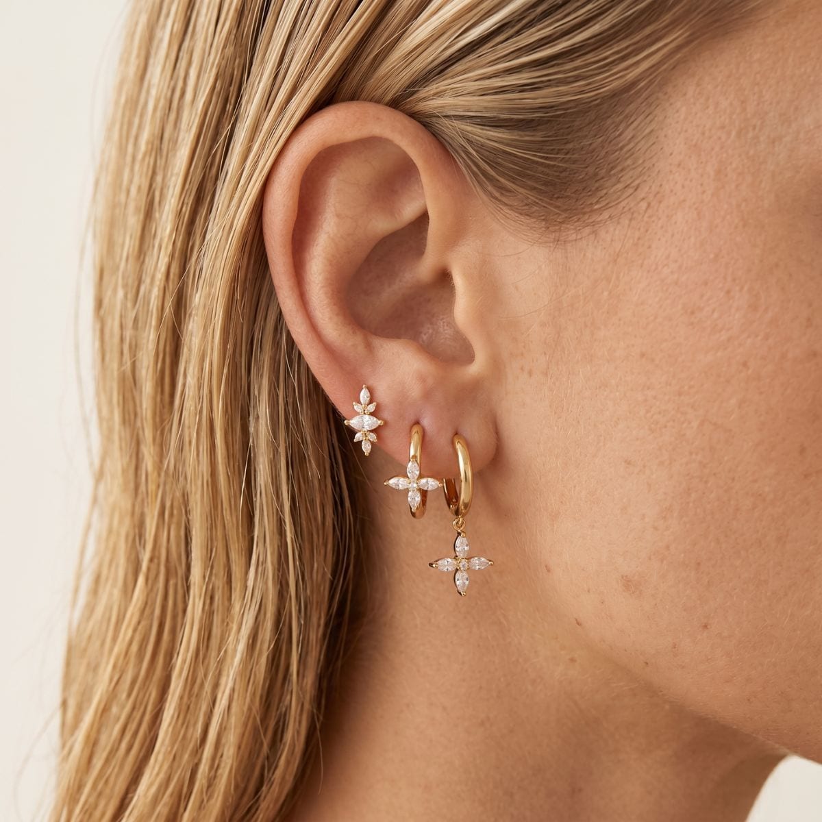 Boucle d'oreille Amaryllis - or jaune