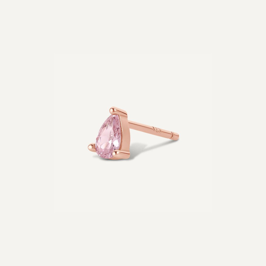 Puce d'oreille or rose et pierres rose pastel. Boucle d'oreille