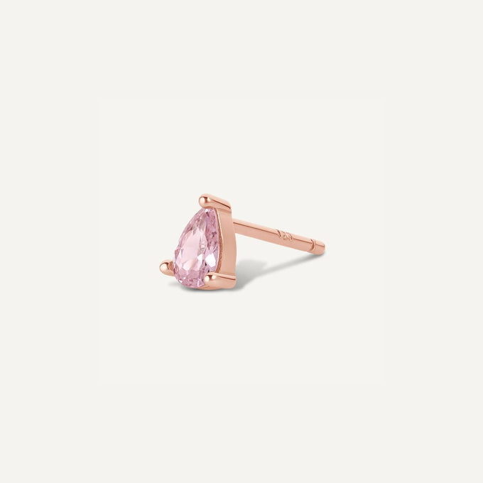 Puce d'oreille or rose et pierres rose pastel. Boucle d'oreille