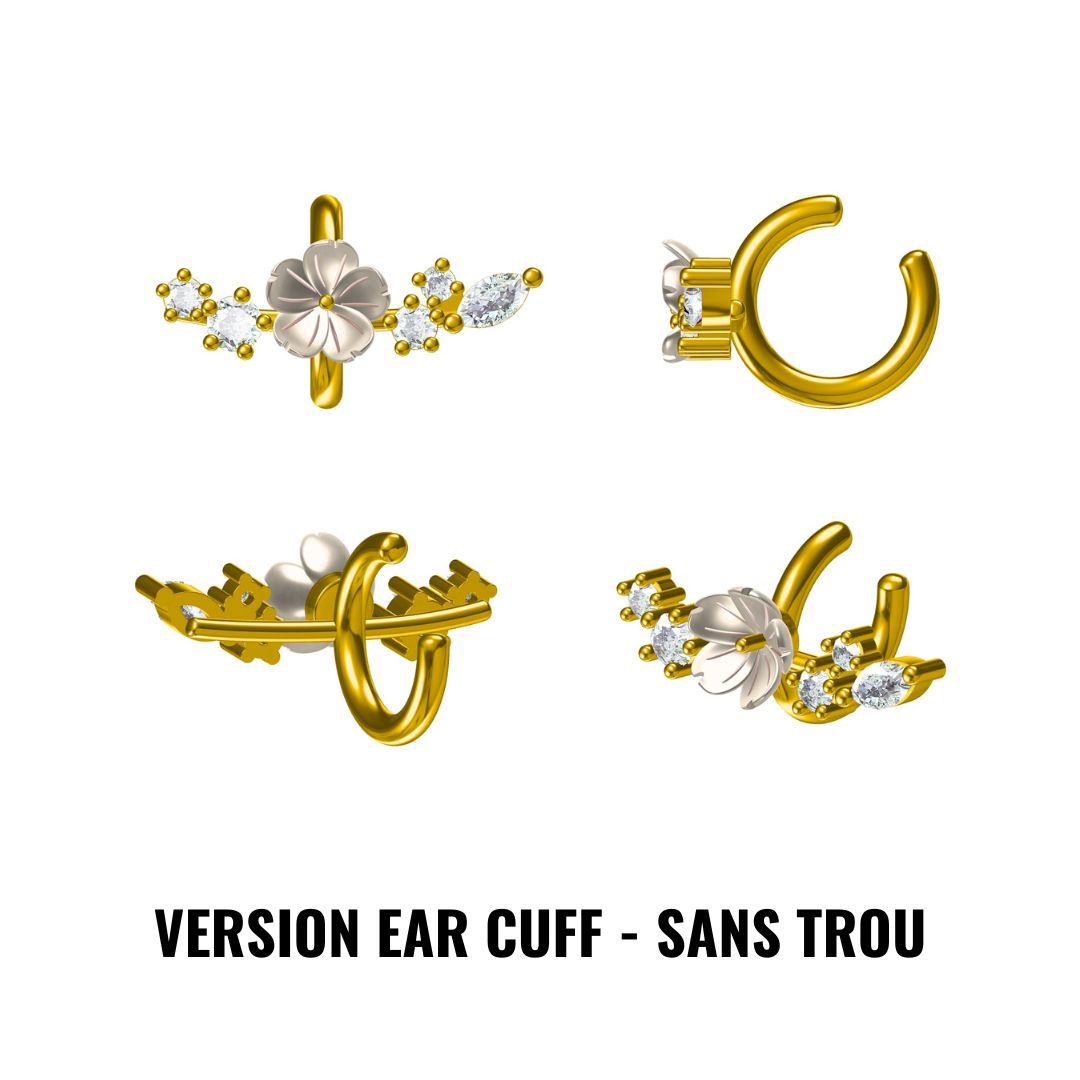 Ear cuff | Elie flower helix piercing