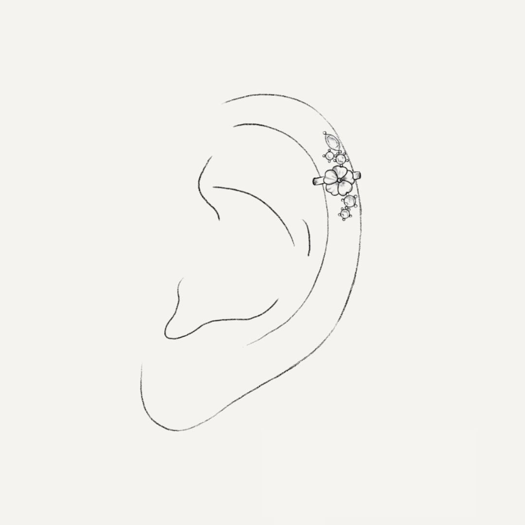 ear cuff fleur or rose pour femme.