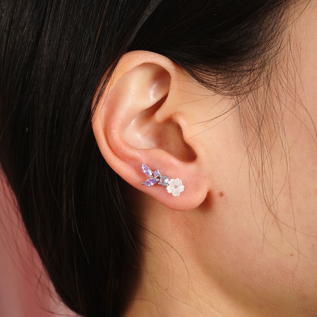 Boucle d'oreille fleur grimpante Cléa