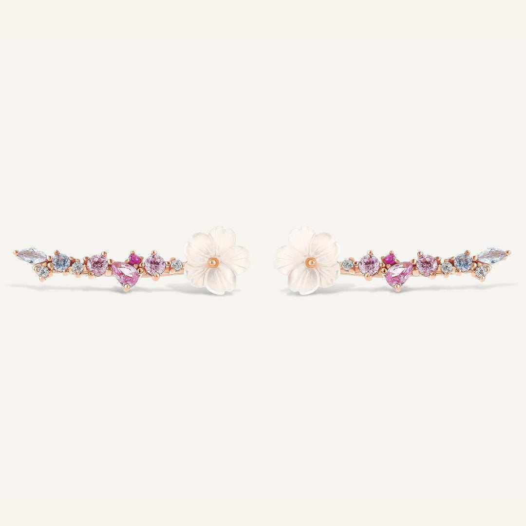 Composition Camélia - Boucles d'oreilles Or Rose