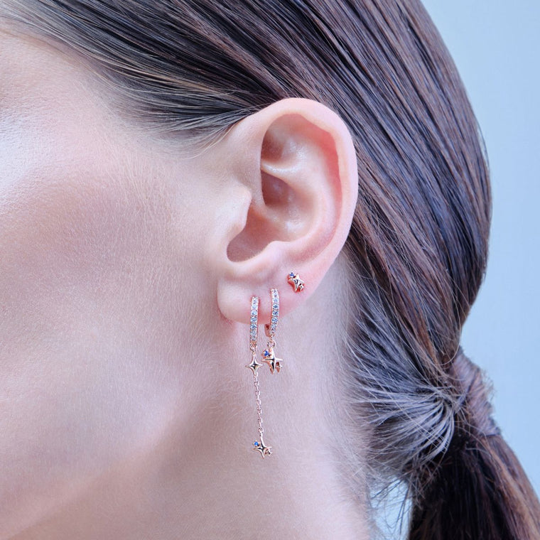 Bijou oreille Étoile, stud en or rose massif, design minimaliste, piercing hélix, piercing cartilage tendance. Hypoallergénique. Les Joyaux d'Auré