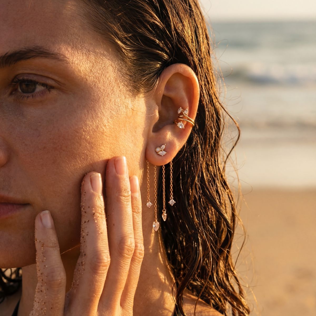 Puce d'oreille Moana - pierres blanches