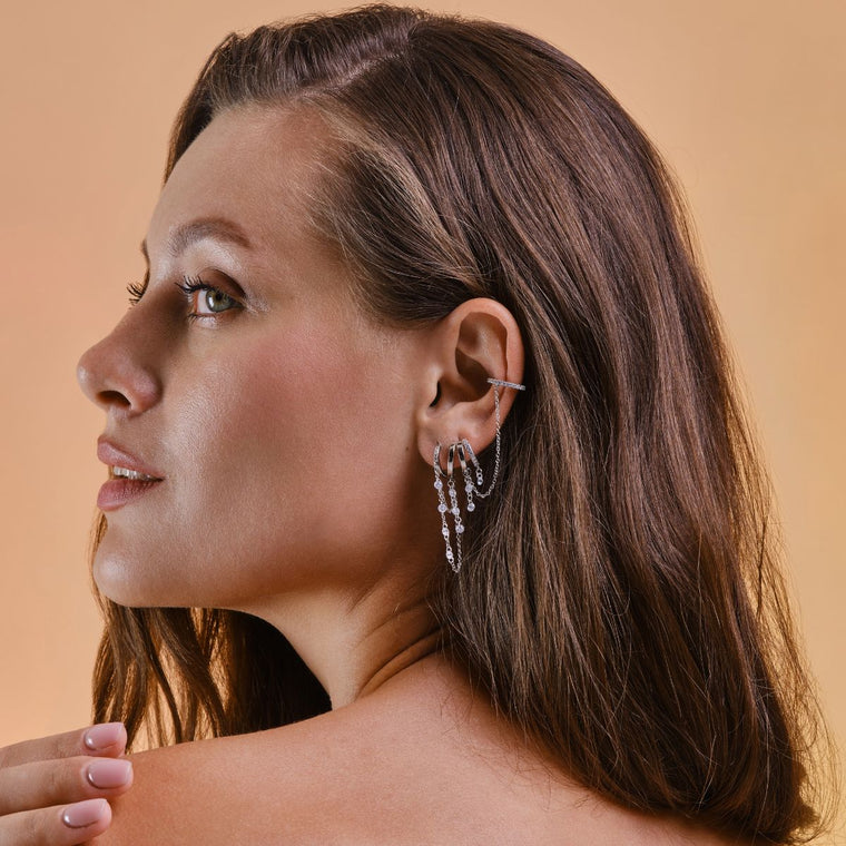 ear cuff chaine argent conch
