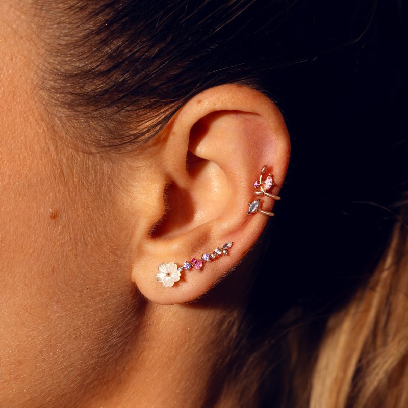 Composition Camélia - Boucles d'oreilles Or Rose