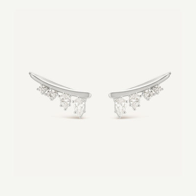 Ear climber Calypso – vita stenar Silver