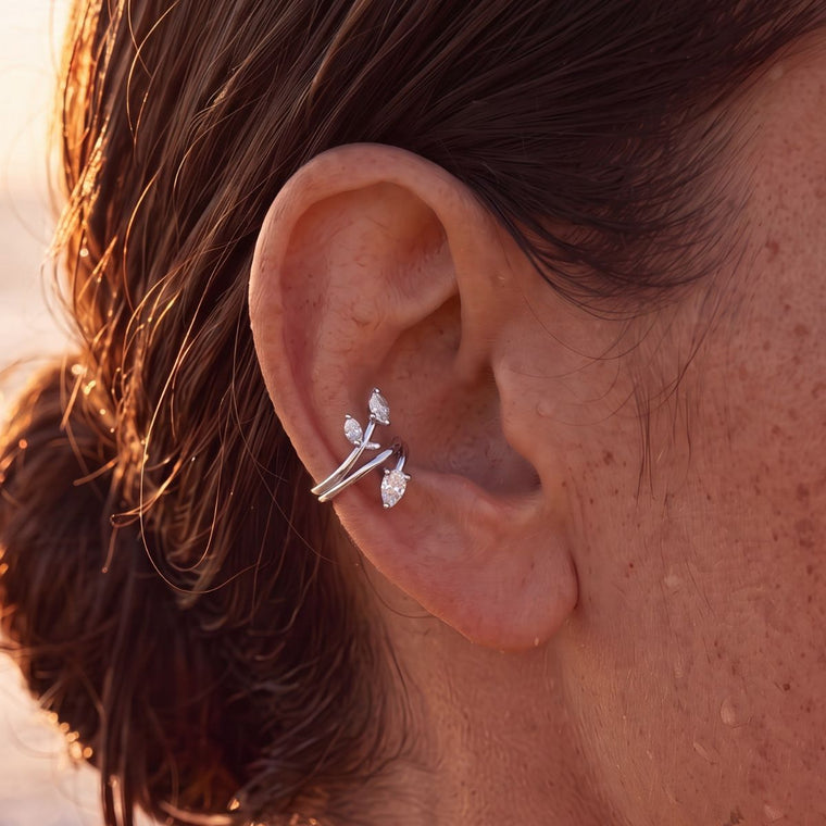 Ear cuff Nymphe - Pierres blanches