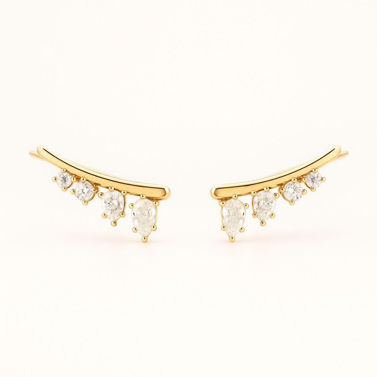 Boucle d'oreille grimpante Calypso - Pierres blanches