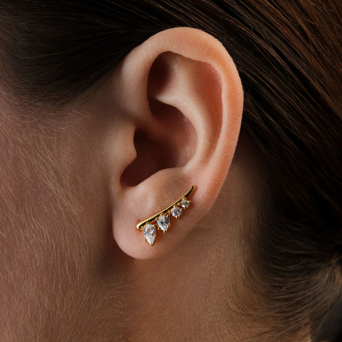 Boucle d'oreille grimpante Calypso - Pierres blanches