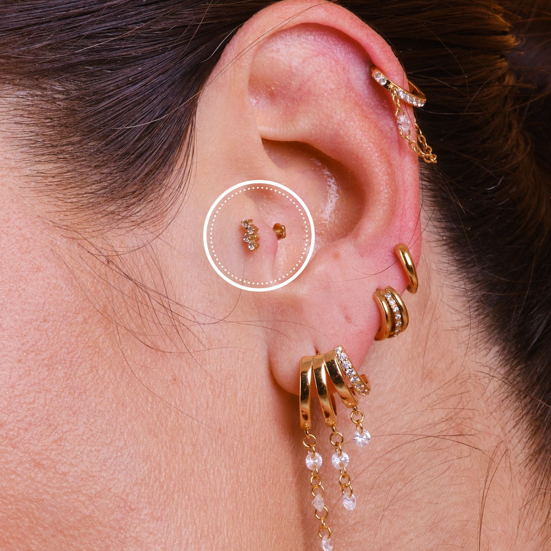 Ear Cuff En Or Rose Minimaliste - Faux Piercing à Clip - Pour Femmes - Diamètre 18 Mm - 7