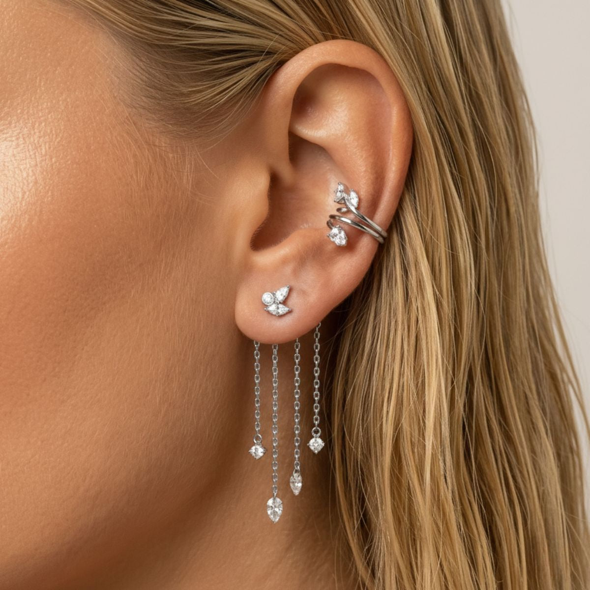 Puce d'oreille Moana - pierres blanches