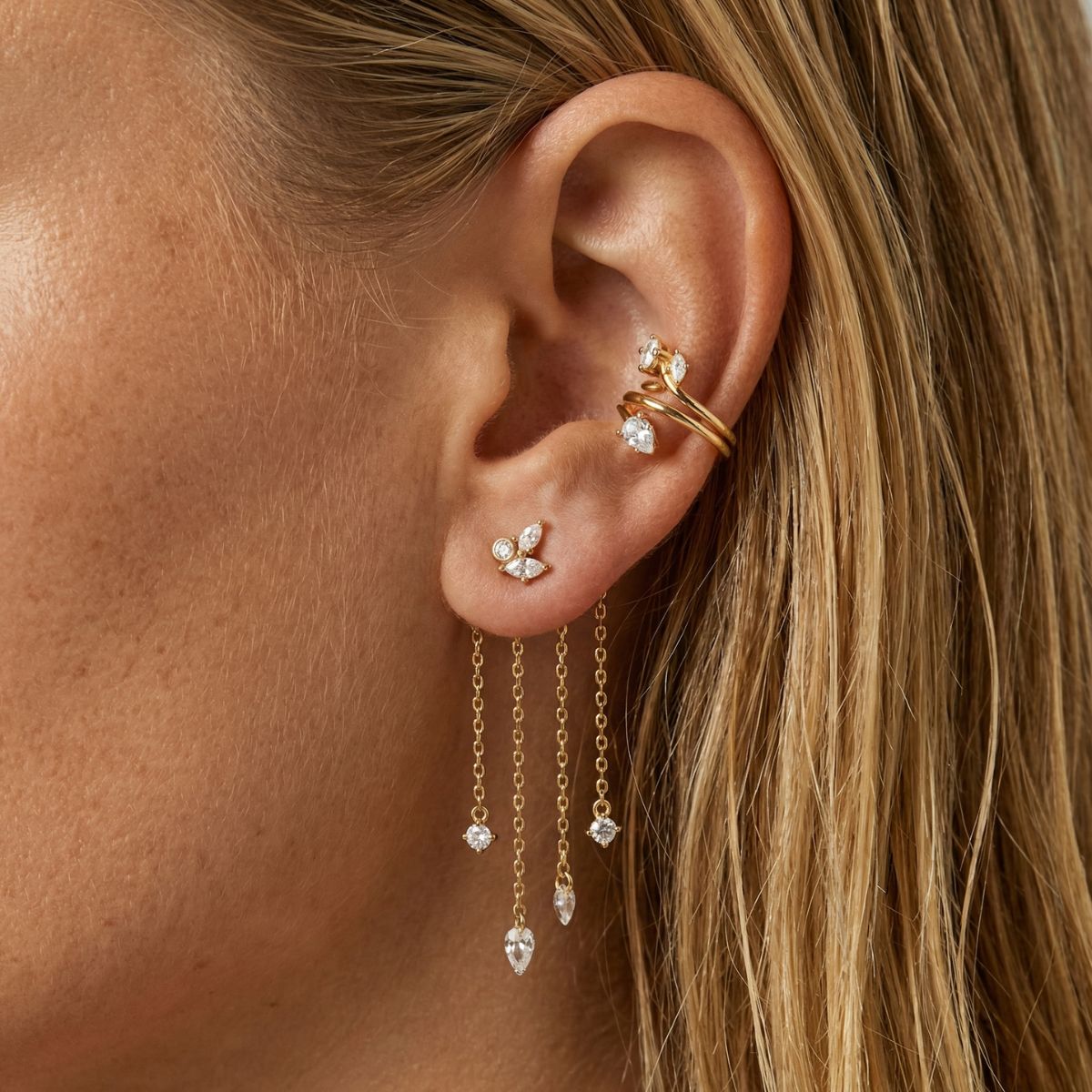 Puce d'oreille Moana - pierres blanches