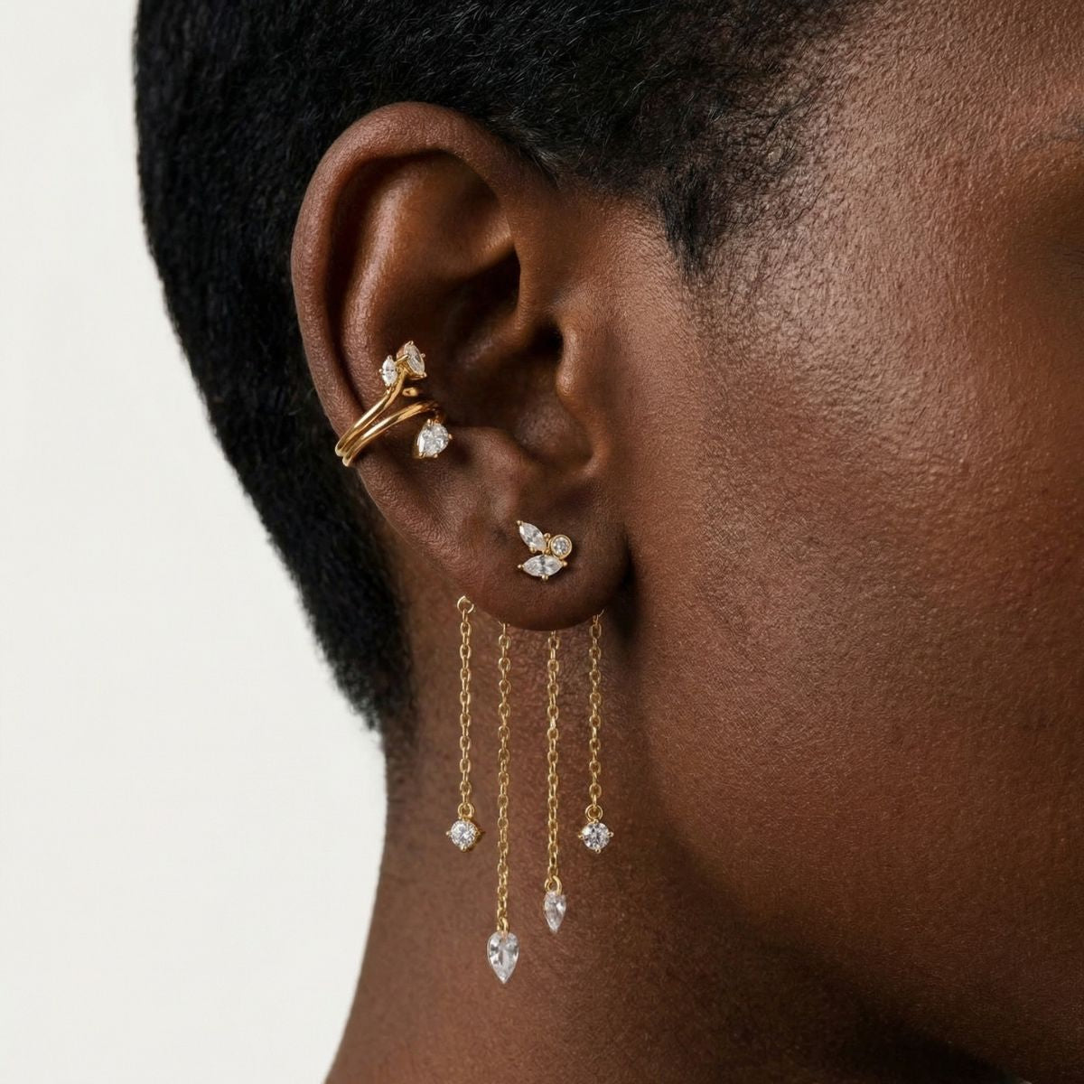 Puce d'oreille Moana - pierres blanches