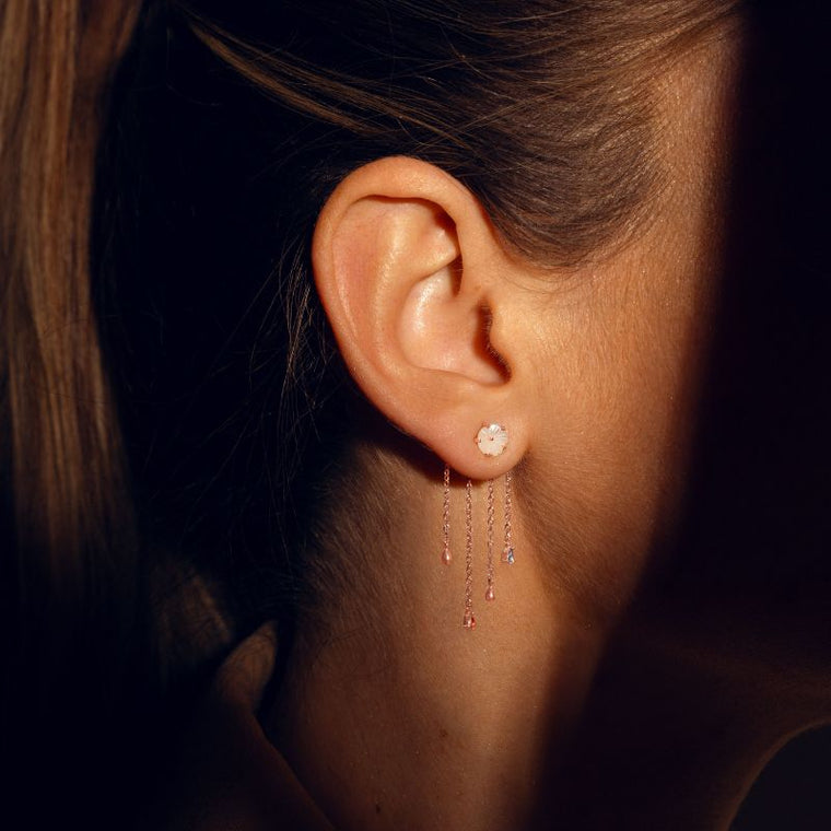 puce d'oreilles fleurs or rose. Boucles d'oreilles fleur or rose les joyaux d'auré