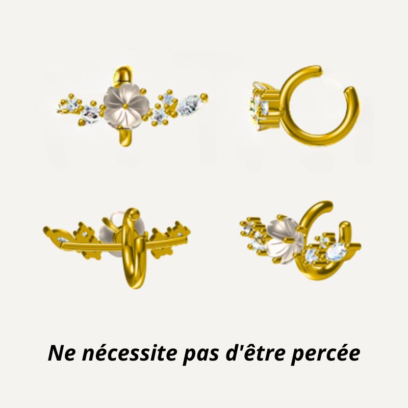 Composition Iris - boucles d'oreilles Or Rose