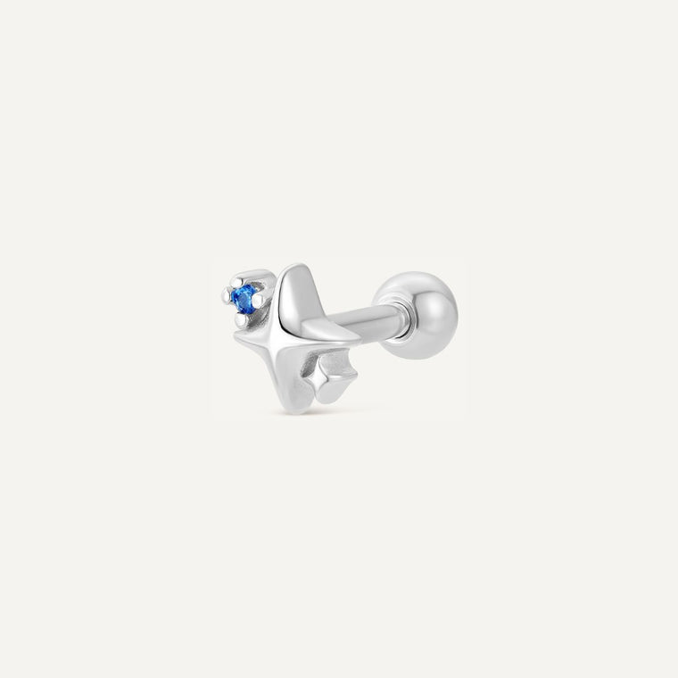 Piercing hélix Étoile,argent, étoile délicate, bijou lumineux, or blanc 18K, style intemporel. Hypoallergénique. Sans risque d'allergie Les joyaux d'auré