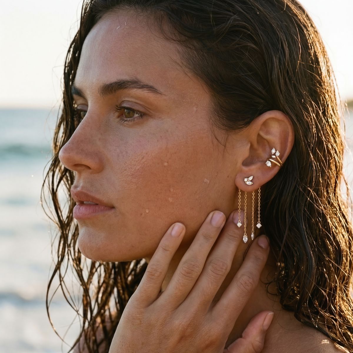 Puce d'oreille Moana - pierres blanches