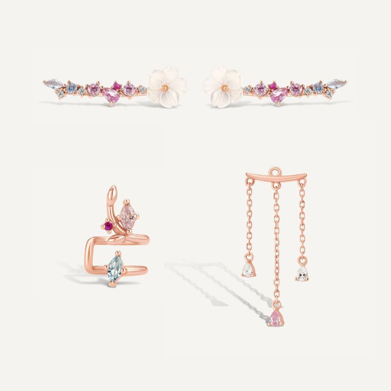 Composition Sofia - Boucles d'oreilles Or Rose