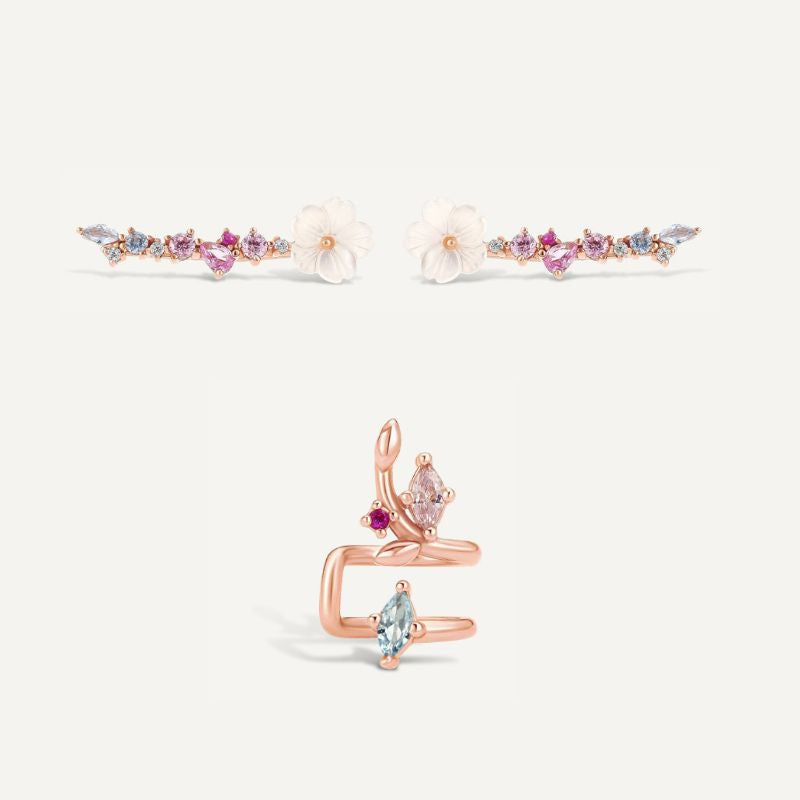 Composition Camélia - Boucles d'oreilles Or Rose