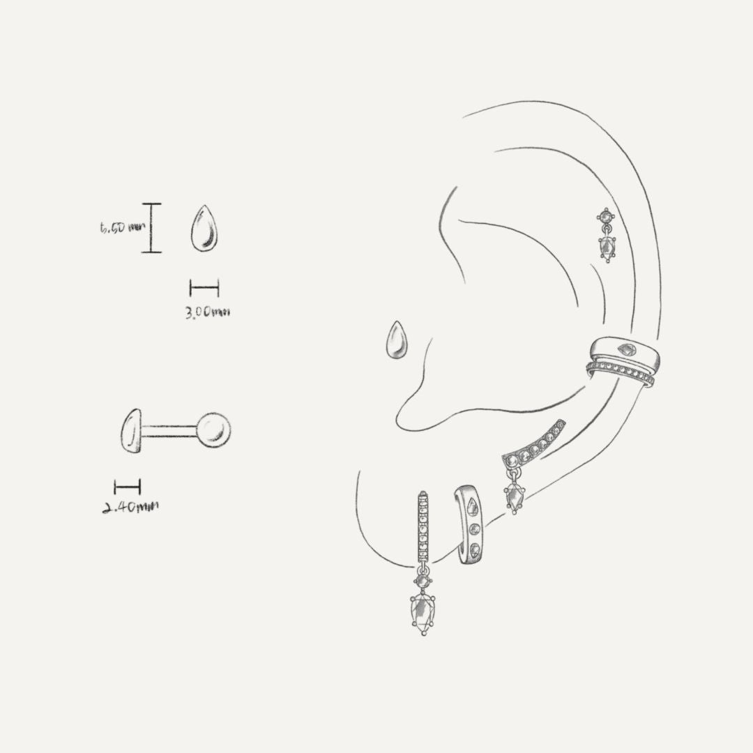 piercing oreille or rose